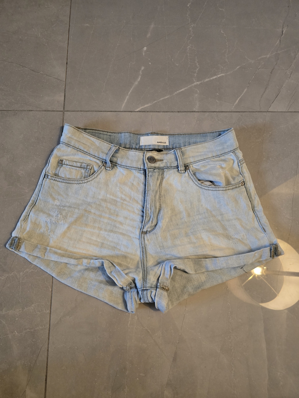 Garage Light Wash High-Rise Denim Shorts